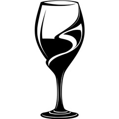 a black and white silhouette of a wine glass black, glass, silhouette, wine, wine glass , Generative art.