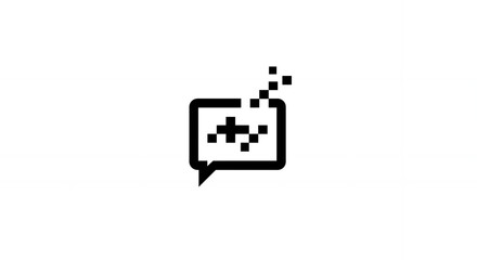 Digital Pixel Speech Bubble Icon for Communication and Technology