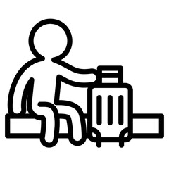 Waiting at the airport outline icon