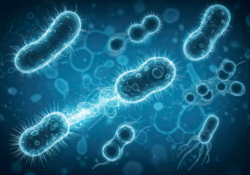 3D Blue Medical Icons – Microscopic Bacteria and Virus Illustrations for Science and Healthcare Concepts