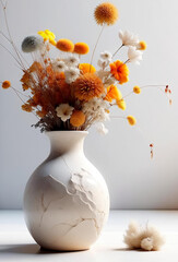 Serene White Interior with Dried Floral Arrangement