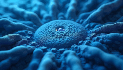 Fototapeta premium Abstract Blue Sphere 3D Render with Glowing Center