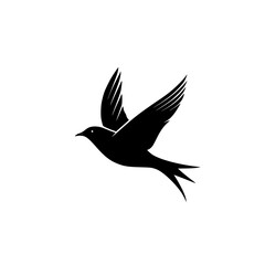 a black and white icon of a small bird in flight bird, black, flight, fly, icon, silhouette, small, wing