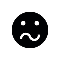 Fototapeta premium Upside Down Smiley Face, Confused Emoji Silhouette Skeptical Expression Icon, Puzzled Vector Graphic