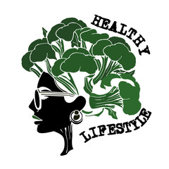 Woman with broccoli hair