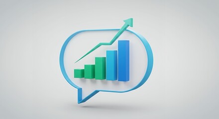 Growing Chart in Speech Bubble Shows Sales Increase or Business Growth