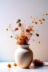 Classic White Vase with Textured Dried Florals
