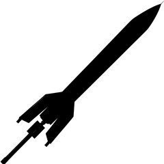 a black silhouette of a bomb on a white background aerial, black, bomb, rocket, silhouette , Generative art.