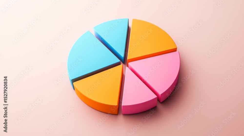Leinwandbilder A visually striking D pie chart with segments that appear to float above a sleek surface, representing different data categories, creating a modern aesthetic.