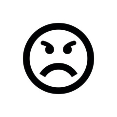 Fototapeta premium Angry Face Icon, Furious Expression Outline Annoyed Emoji Vector, Upset and Irritated Symbol