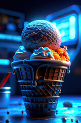 Glowing Cyber Delight – Molecular Ice Cream in a Dystopian Dreamscape