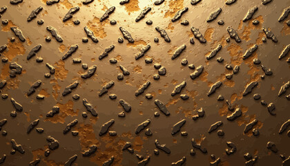 Fototapeta premium Rusty Brown Metal Texture with Diamond Plate Pattern