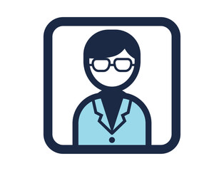 白衣を着た人のシンプルな四角いカラーイラストアイコン