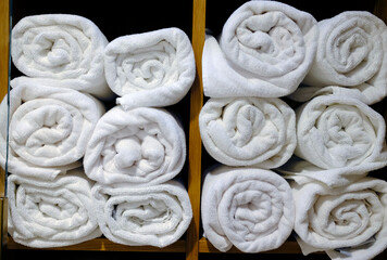 Fototapeta premium Spal in a luxury hotel. Well-being and relaxation. Towels. Warsaw. Poland.