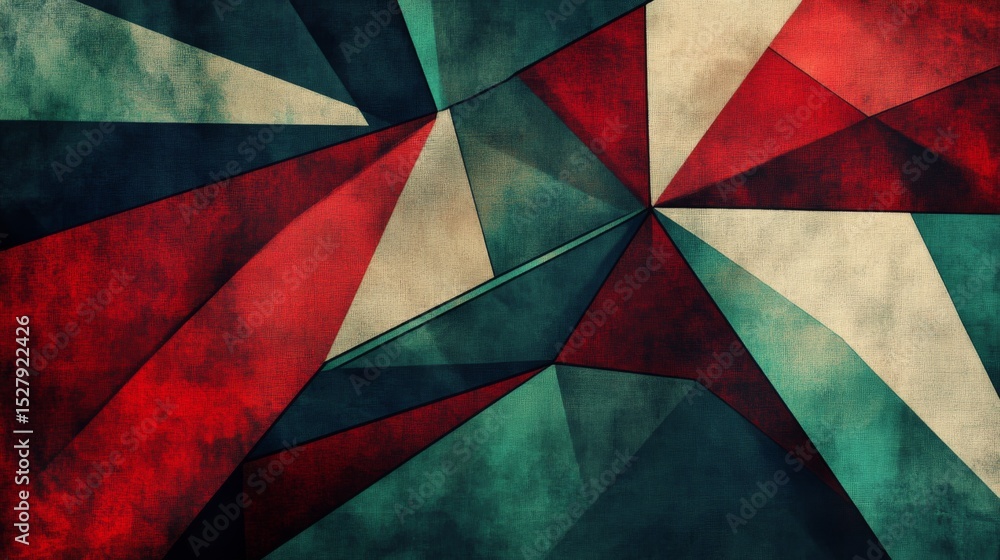 Leinwandbilder Bold, angular lines in contrasting colors forming an abstract pattern on a textured canvas, creating a sense of depth and dimension.