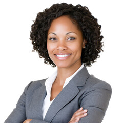 Confident Businesswoman Portrait: A professional headshot of a successful African-American businesswoman, exuding confidence and competence.