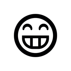 Grinning Face with Closed Eyes Icon, Laughing Emoji Symbol, Joyful Outline Vector, Happy Expression with Teeth