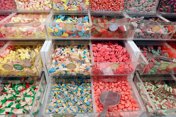 Bulk candy store. Large selection of sweets. Warsaw. Poland.