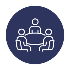 Meeting icon People around conference table. Icon symbol illustration