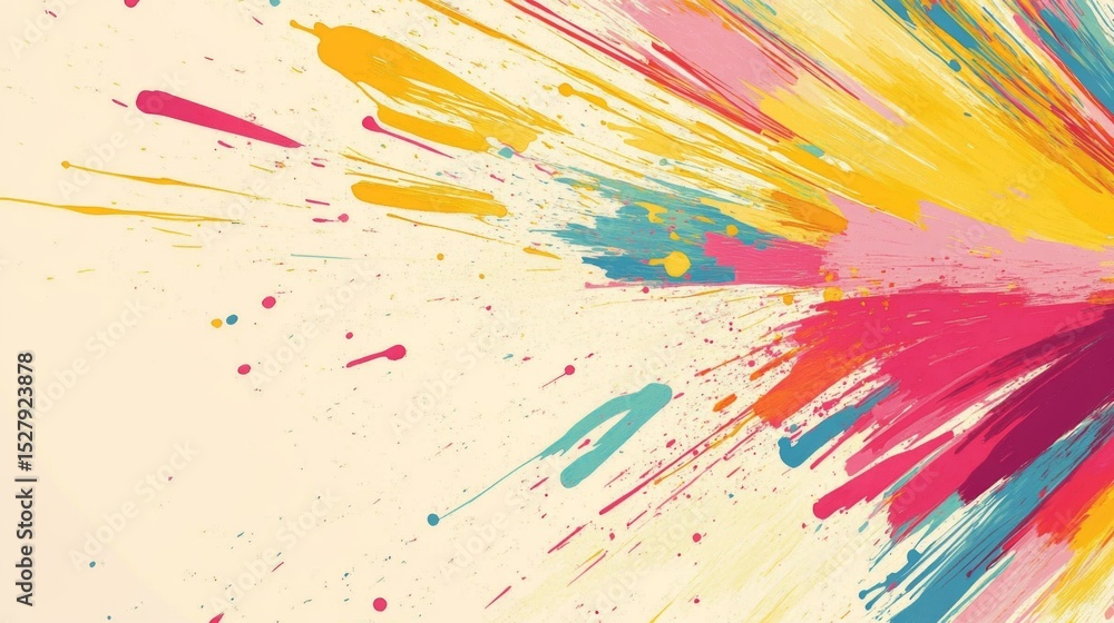 Poster Colorful splashes of lines radiating outward in a dynamic pattern, evoking energy and movement against a neutral background.