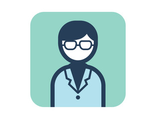 白衣を着た人のシンプルな四角いカラフルカラーイラストアイコン