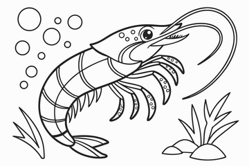 Coloring page. Marine wild animal. colorless, uncolored, black and white