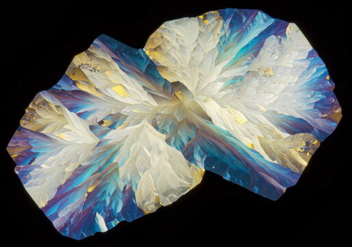 Stunning Adipic Acid Crystals in Blue, Purple, Red Shades, Microscopic View