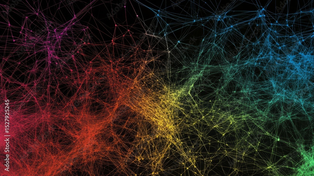 Aufkleber Intricate web of interconnected lines and shapes in a colorful gradient, creating a complex and visually engaging graphic design.