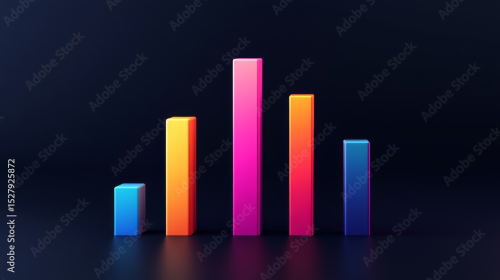 Aufkleber Minimalist D bar chart with vibrant colors on a dark background, creating a professional, data-driven look with clean lines and shadows.