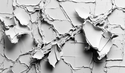 Cracked, light gray surface texture.  Detailed patterns of breakage and fissures