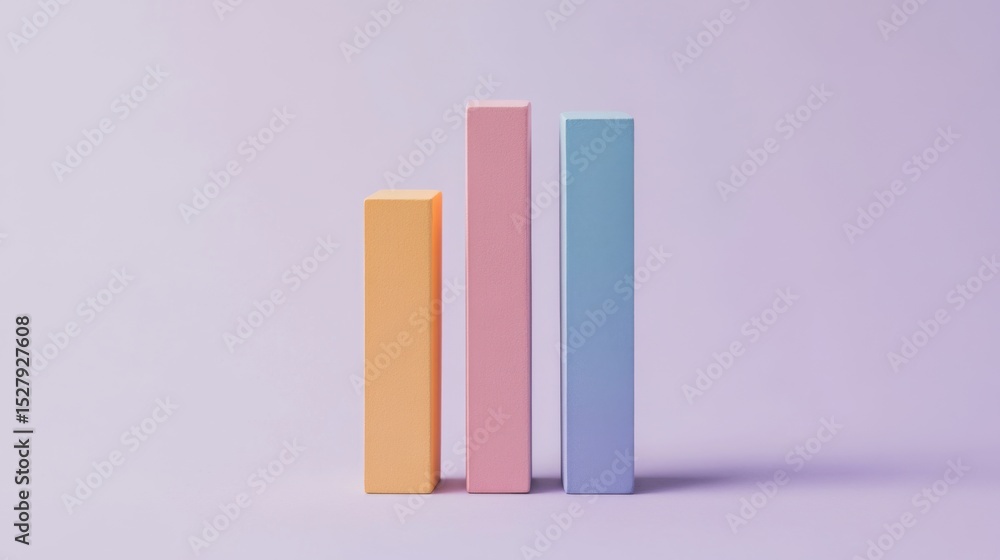 Poster simple d bar graph with solid colors, arranged in a clear, organized manner, on a minimalistic white