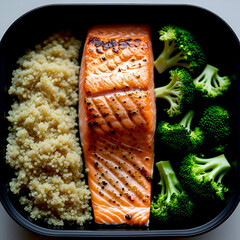 grilled chicken breast with rice and vegetables