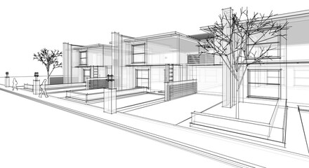  townhouse cottage town concept 3d illustration