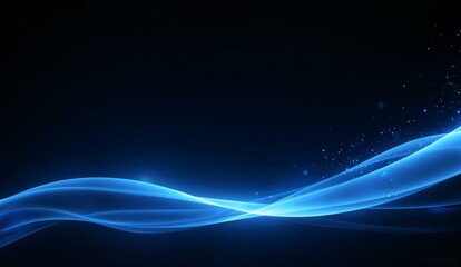 Dynamic Blue Wave with Glittering Particles on Dark Background