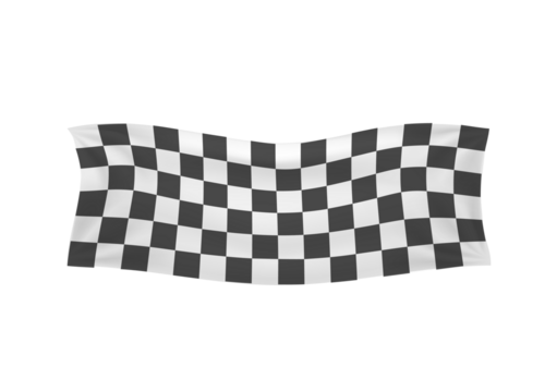 Motorsport checkerboard png. Black and white racing flag with grid pattern and wavy effect. Vector background for car rally, formula race, or karting competition banner.

