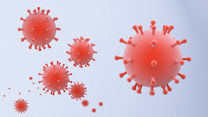 Multiple strains of covid or influenza virus background, 3D rendering