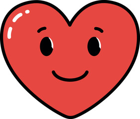 Smiling Heart Cartoon Clipart – Cute Red Heart Illustration for Love, Valentine, Kids, and Greeting Cards

