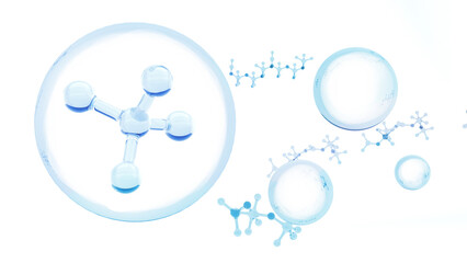 The use of cosmetics from chemical research at the molecular level that is safe and uses research and development technology for health maintenance. , 3D rendering