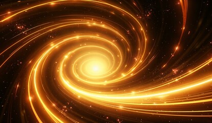 Golden Spiral Galaxy with Radiant Light Trails