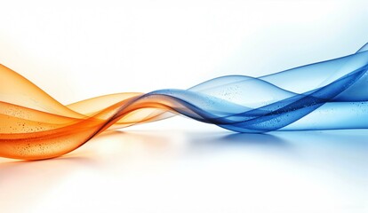 Fototapeta premium Abstract Wavy Lines in Orange and Blue on a White Background