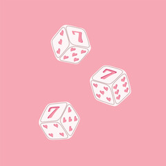 Hand drawn set dises with hearts on pink background, seamless pattern.