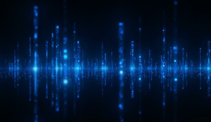 Digital Audio Waveform with Blue Light Effects