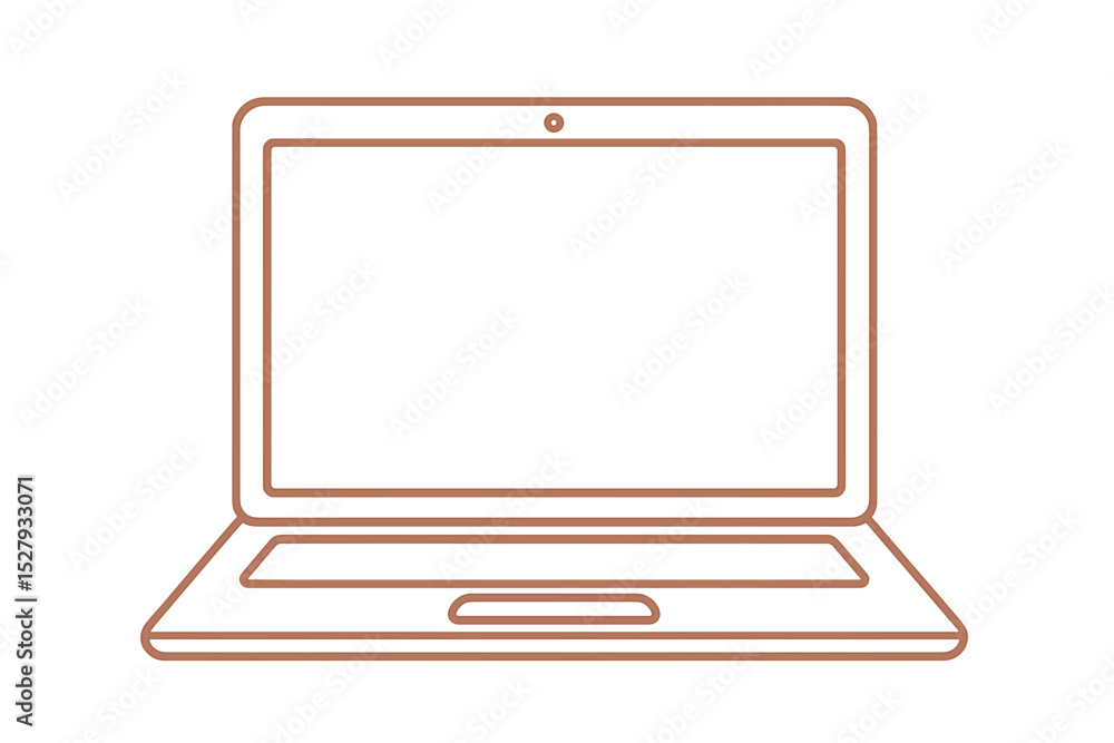 Fototapete Computer laptop simple outline vector illustration isolated on white background for web design and app interfaces