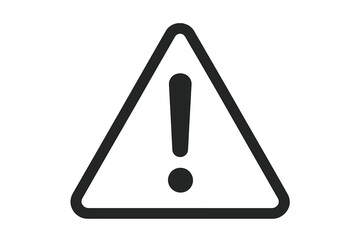 Simple black triangle sign with exclamation mark isolated on white background vector illustration