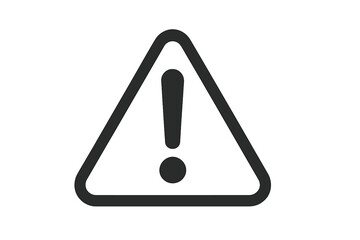 Simple black triangular warning sign with exclamation point inside isolated on white