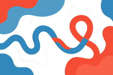 Abstract design featuring intertwined blue and red shapes on a white background vector illustration