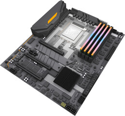 An illustration of the components of a basic computer.computer technology in the workplace, isometric ,3d rendering