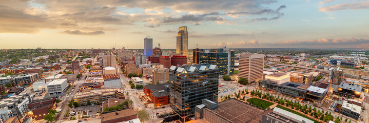Omaha, Nebraska, USA Downtown Skyline