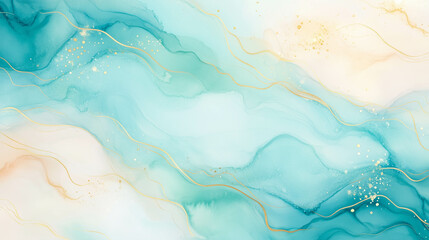Abstract clould and sky water color painting background with gold splash brush. Elegant style, illustrator.