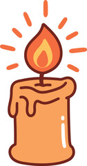 Cartoon Candle Clipart – Cute Burning Wax Candle Illustration for Kids, Light, Decoration, and Holiday Designs

